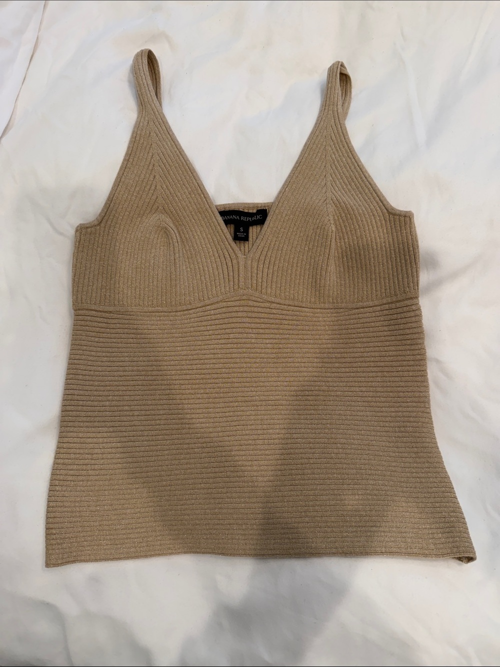 Banana Republic Ribbed V-Neck Knit Camisole in a sparkly Gold